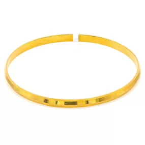 22K Yellow Gold Bangle Kada for Kids W/ Slightly Faceted Frame (6gm)