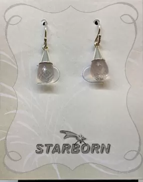 Earrings, SS Rose Quartz Dangl