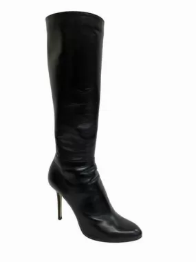 Jimmy Choo Black Leather Mid Calf Heeled Boots Size 9.5