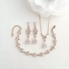 Wedding Jewelry Set in Rose Gold for Brides-Anne